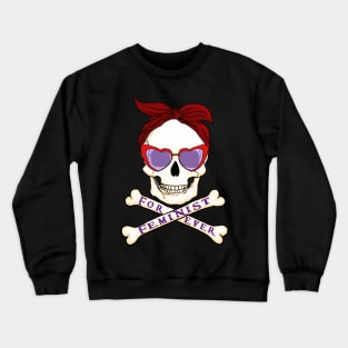 Feminist skull with handkerchief and glasses Crewneck Sweatshirt